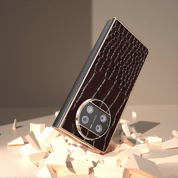 Til Huawei Mate X3 5G Krokodillemønster Telefoncover Ægte Koskindslæder + PC Elektropletteringscover Multicolor Style B