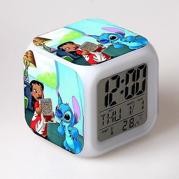 Stitch Väckarklocka Stitch Barnpresent Färgglad färgskiftande fyrkantig väckarklocka Julklapp Model 11