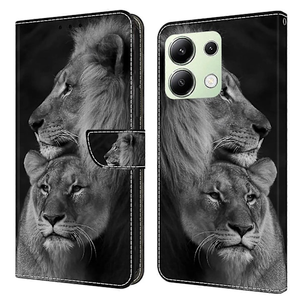 For Xiaomi Redmi Note 13 4G Lærveske 3D Mønstertrykt Stativ Lommebok Telefondeksel Multicolor Style F
