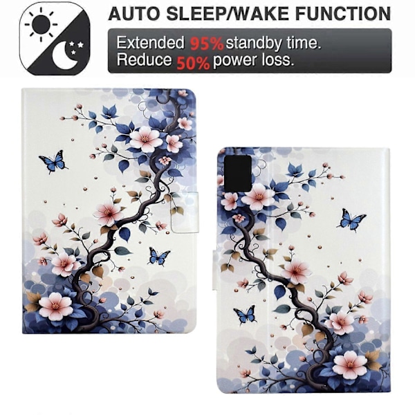 Stativfodral med mönstertryck i läder för Lenovo Tab M11/Xiaoxin Pad 11 2024 med automatisk väckning/... Multicolor Pink Flower