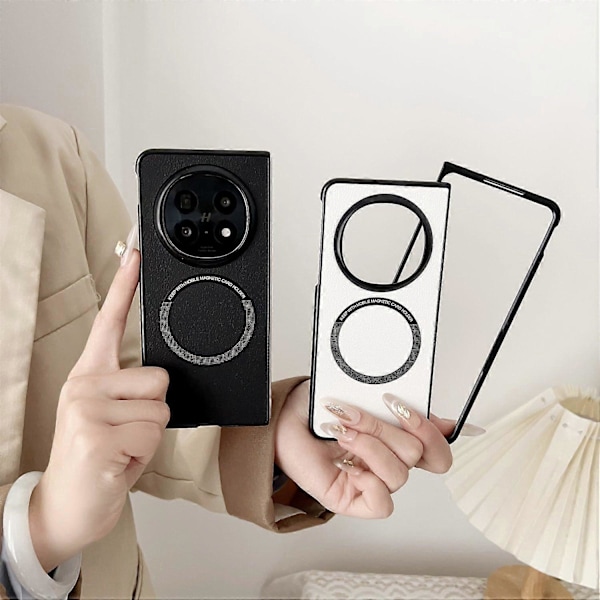Skal för Oppo Find N5 5G Anti-Drop PU Läder+TPU Fodral Kompatibelt med MagSafe Multicolor Black