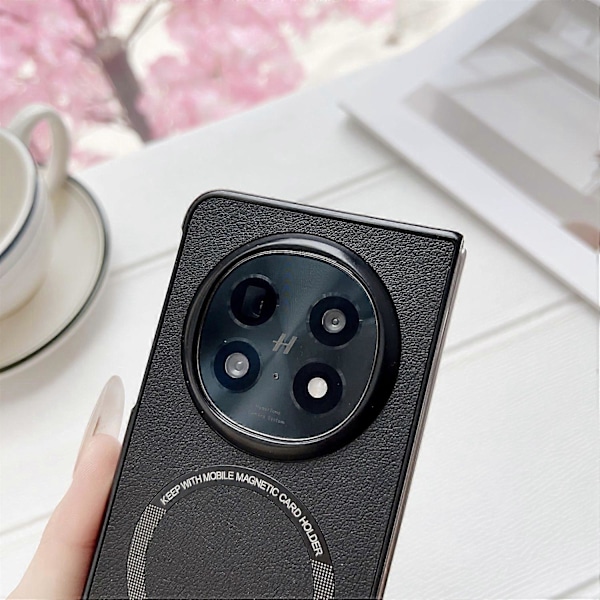 Skal för Oppo Find N5 5G Anti-Drop PU Läder+TPU Fodral Kompatibelt med MagSafe Multicolor Black
