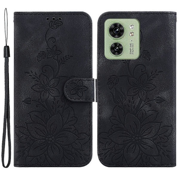 Til Motorola Edge 40 5G Præget Lily Blomst Telefon Cover PU Læder Cover med Stativpung Multicolor Style A