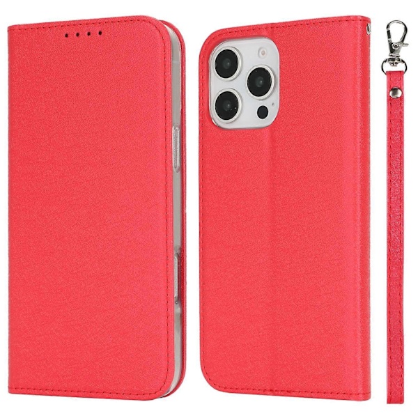 För iPhone 16 Pro Fodral PU Läder Silkeslen Textur Magnetisk Flip Telefonfodral Multicolor Style E