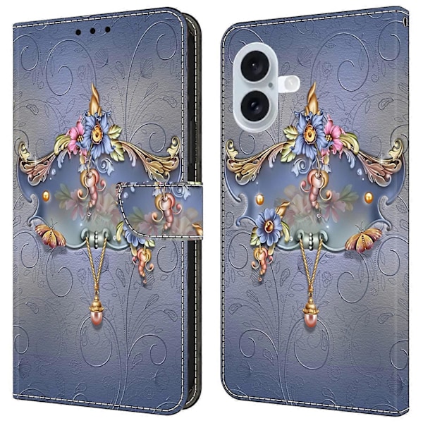 iPhone 16 Plus -kotelo PU-nahkainen lompakkokotelo seisontatoiminnolla Multicolor Style G