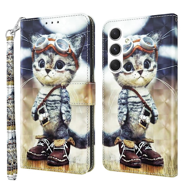 För Samsung Galaxy S24+ Skal 3D Mönstertryck Telefonfodral med Plånboksstativ Multicolor Style E