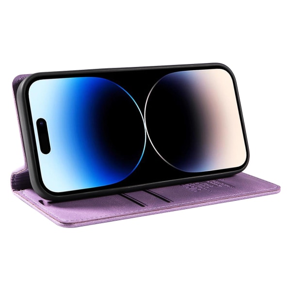 Til Iphone 15 Pro Max Hud-berørings PU Læder Shell Wallet Stand Telefon Cover Purple