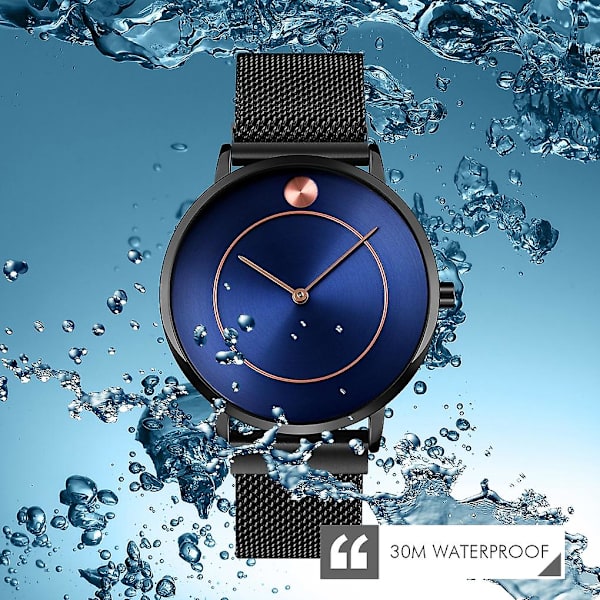 Skmei 9197 Simple Quartz Watch For Dam Rose Gold Blue Black blue