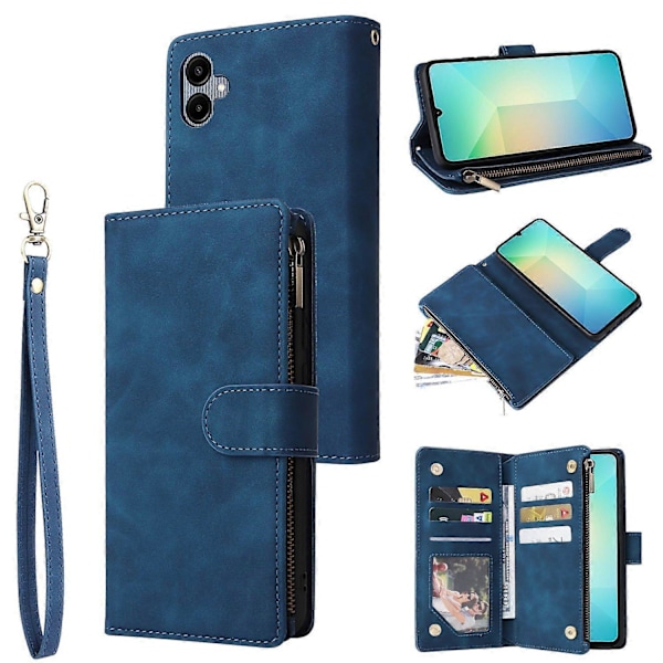 Til Samsung Galaxy A06 Etui Lynlås Pung Multiple Kortpladser Læder Telefon Cover Multicolor Style A