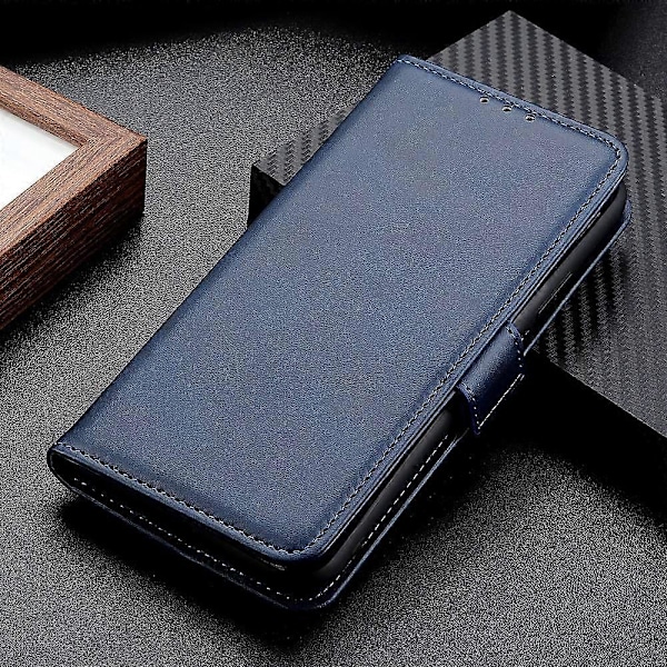 Til iPhone 15 Plus Anti-Støv Stand Telefon Cover Ko Læder Tekstur PU Læder Wallet Cover