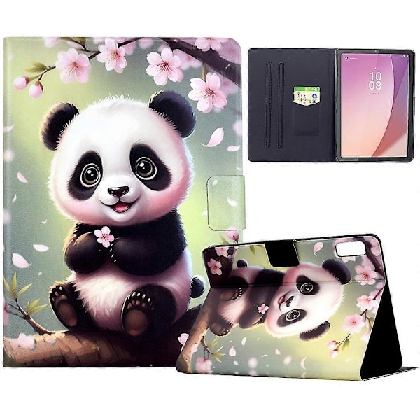 Stativetui med mønstertryk i læder til Lenovo Tab M9 TB-310FU tablet med automatisk våge/dvale funktion Multicolor Sakura Panda