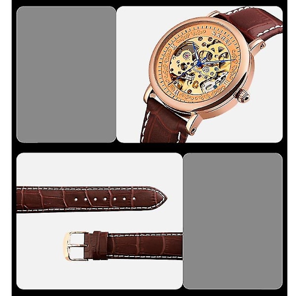 Skmei 9229 Automatic Hollow Mechanical Watch Silver Shell Blue Face
