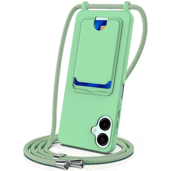 Samsung Galaxy A06 -kotelo nestemäisestä silikonista korttipidikkeellä ja kaulanauhalla Multicolor Style B