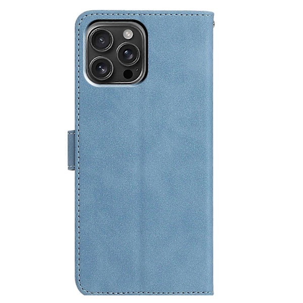 Fodral till iPhone 16 Pro Max med fjärils- och blomstermönster, PU-läder, plånboksställ Multicolor Sky Blue