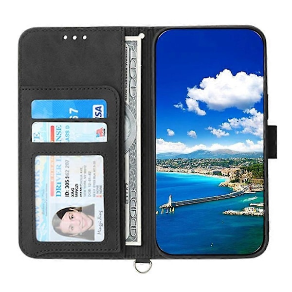 Læderetui med tryk, stativ og pung til Samsung Galaxy A05s 4G med 2 stropper Multicolor Style C
