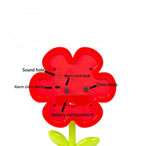 Sovrums väckarklocka, blommor väckarklocka, student heminredning skrivbordsklocka Red2