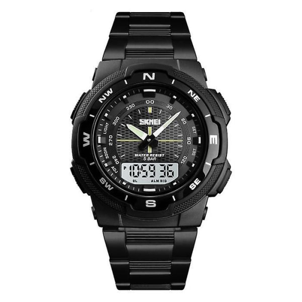 Herr Digital LED Analog Dual Time Display Armbandsur Black