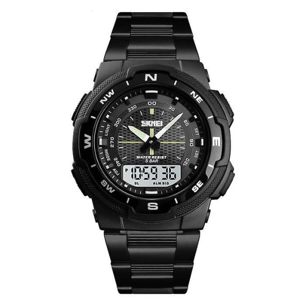 Herre Digital LED Analog Dual Time Display Armbåndsur Black
