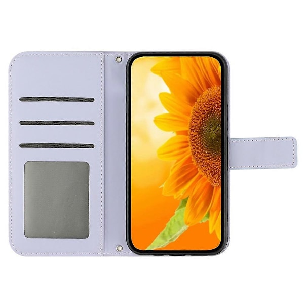 För Oppo A79 5G/A2 5G Fodral PU Läder Solros Plånbok Telefonfodral med Axelrem Multicolor Style C