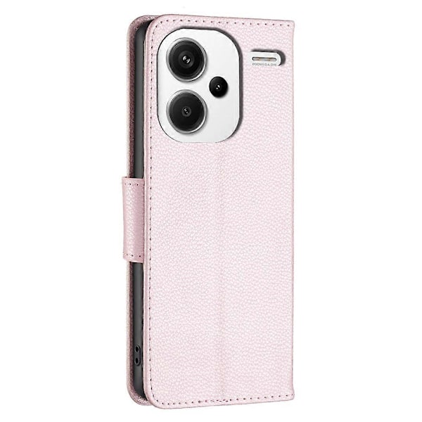 Til Xiaomi Redmi Note 13 Pro+ 5G Wallet Case PU Læder Litchi Tekstur Flip Telefon Cover Multicolor Rose Gold