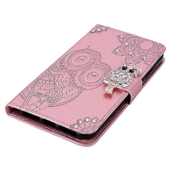 Til Samsung Galaxy S23 FE Cover Ugle Blomst Præget Rhinestone Læder Telefon Stand Cover Multicolor Style B
