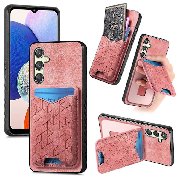 Samsung Galaxy A14 4G/5G -kotelo, jossa painettu kuvio, korttipidike, jalusta ja nahkainen takakansi Multicolor Style A