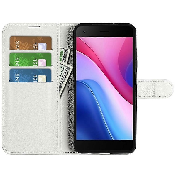 Til ZTE Blade A35 Lite Etui Litchi Tekstur Stødsikkert Læder Wallet Telefon Cover - Grøn Multicolor White