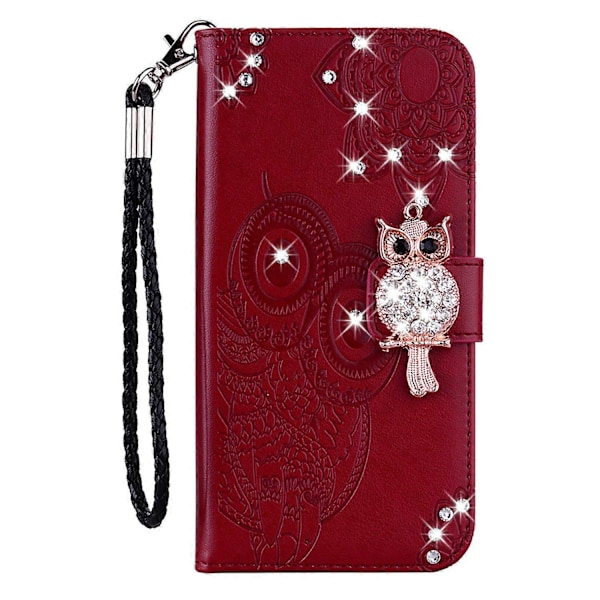 Til Samsung Galaxy A26 5G Wallet Case Ugle Blomst Præget Rhinestone Læder Cover Multicolor Style C