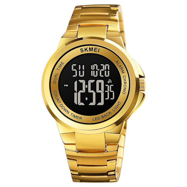 Skmei 1712 Stainless Ste Strap Electronic Watch Gold and Black