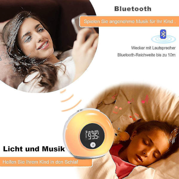 Väckarklocka med Bluetooth högtalare, väckarklocka, nattlampa med LCD-vibrationssensor