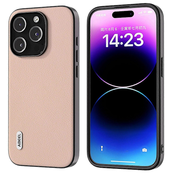 För iPhone 15 Pro Läderfodral i Kohud + PC + TPU med Litchi-textur, Repskydd Multicolor Style C