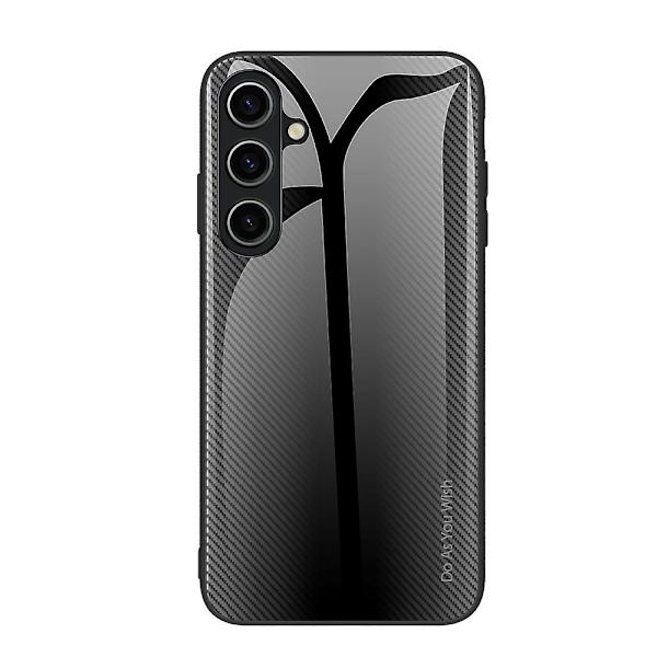 För Samsung Galaxy S23 Fe härdat glas+mjukt Tpu phone case kolfibertextur cover Black