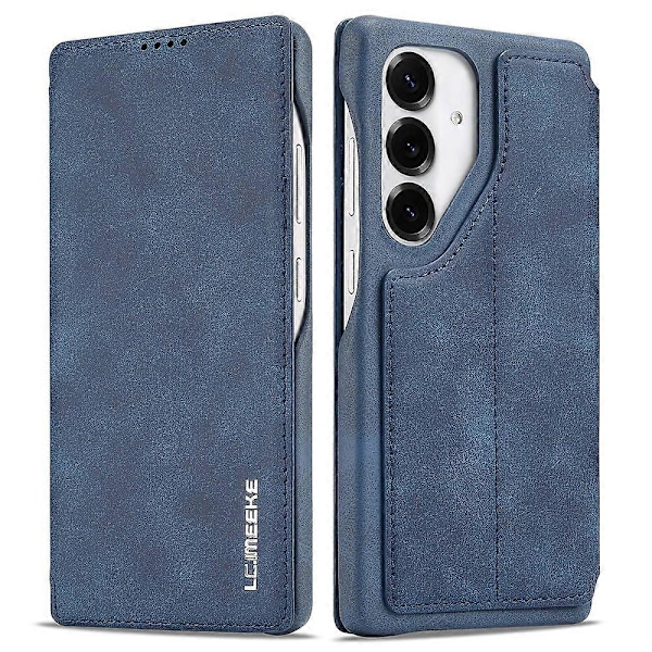 LC.IMEEKE Samsung Galaxy S25 -kotelo, korttipidike, jalusta, nahkainen puhelinkuori Multicolor Blue