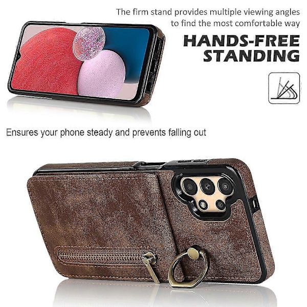 Til Samsung Galaxy A13 5G/A13 4G RFID Blokerende Støtteben Etui Retro PU+TPU Wallet Telefon Cover Multicolor Style B
