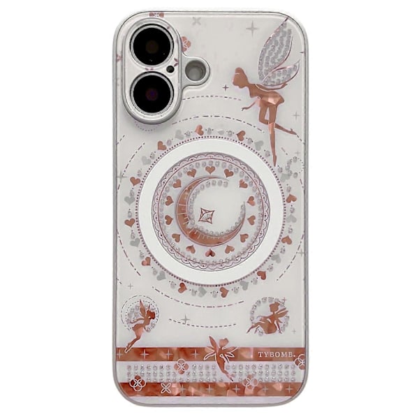iPhone 16 Magneettikotelo Tähtikuu-kuvio Strassikoriste TPU+PC Puhelinkuori Multicolor Style C
