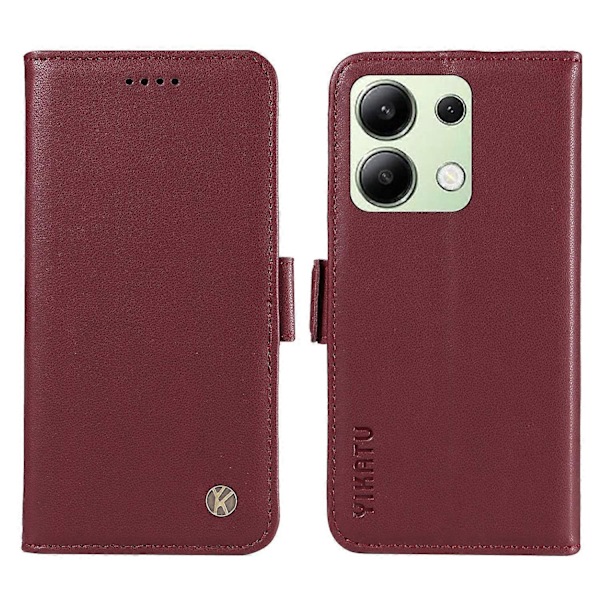 YIKATU YK-003 Læder Wallet Case med Magnetisk Side Lukning til Xiaomi Redmi Note 13 4G Multicolor Wine Red