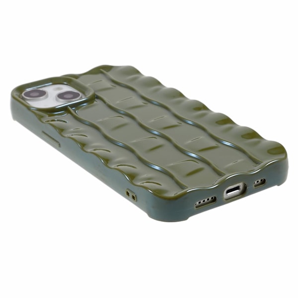 För Iphone 13 Soft Tpu Case 3d randigt mönster Anti-halk bakre cover Avocado Green