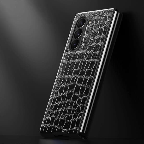 För Samsung Galaxy Z Fold5 5G Krokodiltextur Vikbart Telefonfodral PU Läderbelagd PC-skal Multicolor Style C