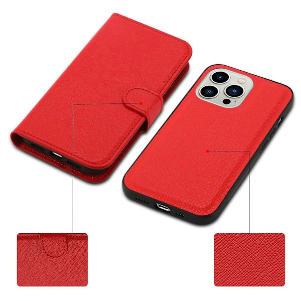 Avtakbart TPU-bakdeksel med kryssmønstret PU-lærdeksel, flip-stativ og lommebokdeksel til iPhone 14 Pro Multicolor Style D