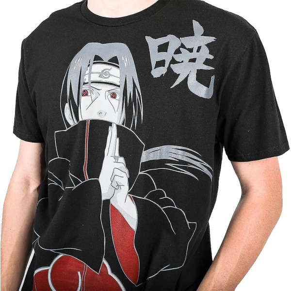 Naruto Shippuden Oversized Itachi med Akatsuki-symbol Svart T-shirt för män M