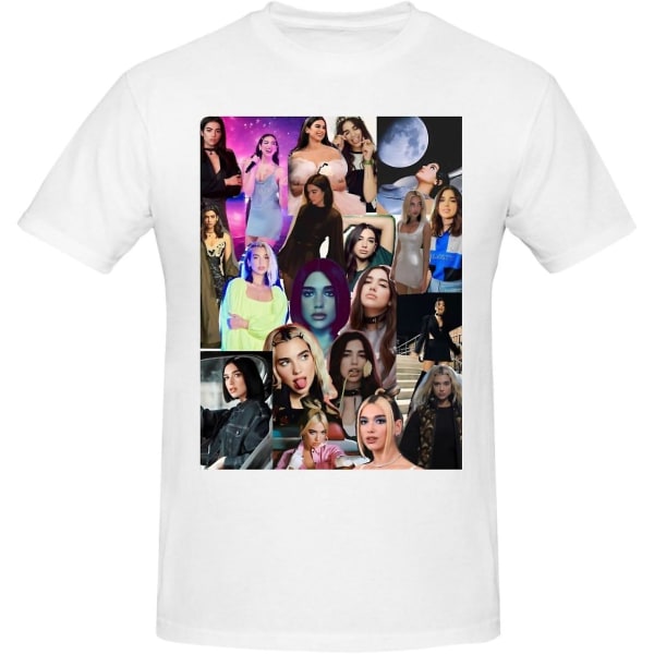 Dua Singer Lipa Shirt Herr Kortärmad T-shirt med rund hals Mode Toppar B0cmzqqr1x-16 White XXL