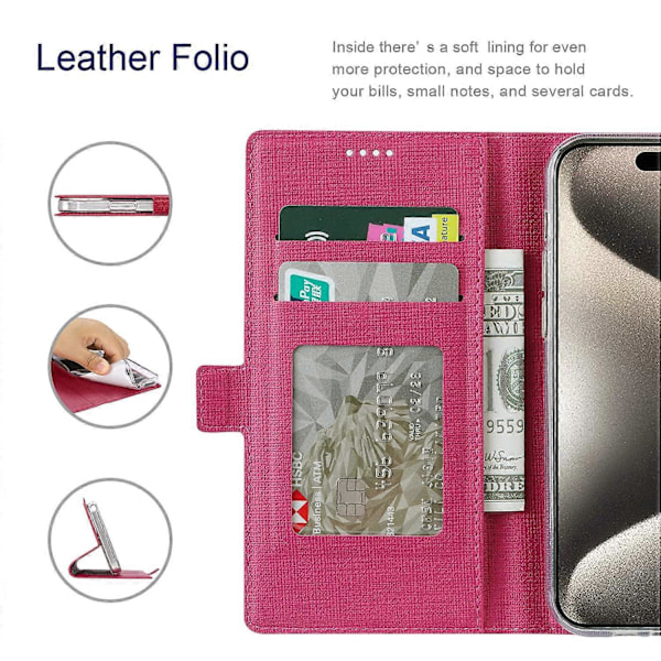 VILI K Series för iPhone 15 Pro Fodral PU Läder Plånbok Ställ Telefonskydd Multicolor Style D