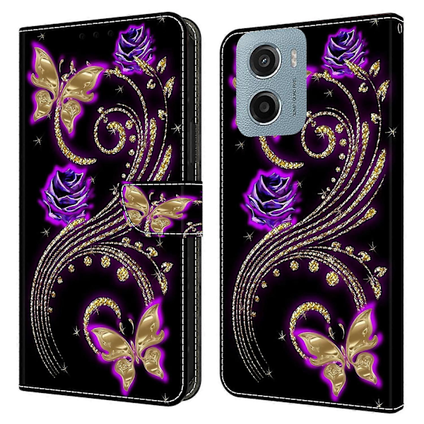 Motorola Moto E15 4G -kotelo, 3D-kuvioitu PU-nahkainen lompakkokotelo jalustalla Multicolor Style M