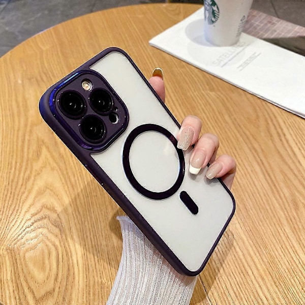 For iPhone 15 Pro Max Klar Bakside Deksel TPU+PC Telefondeksel Kompatibelt med MagSafe Multicolor Style C