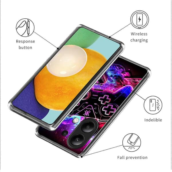Skal för Xiaomi Redmi Note 13 4G IMD-mönstrad Stöttålig TPU Telefonfodral Multicolor Game Controller