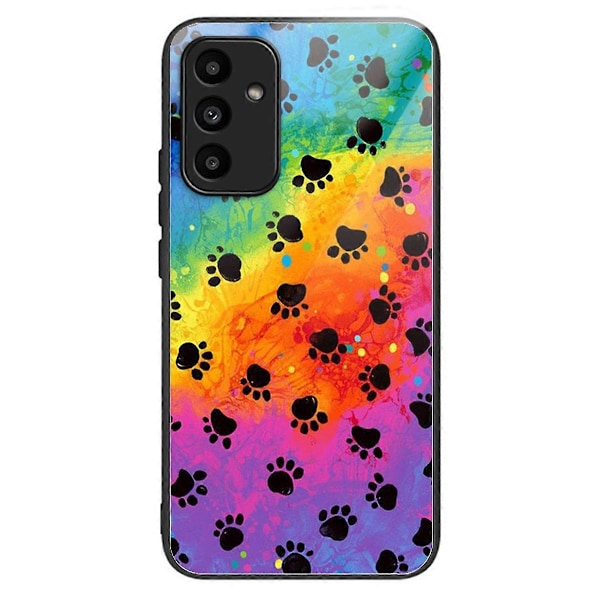 Til Samsung Galaxy A15 4G/5G Hærdet Glas Cover Stødsikker Beskyttelse Mønsterprint Multicolor Footprint