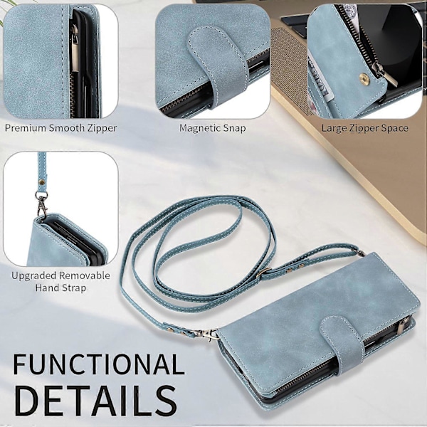 Til Samsung Galaxy Z Fold6 5G Etui Lynlåslomme Læder Telefon Cover med Skulderrem Multicolor Style F