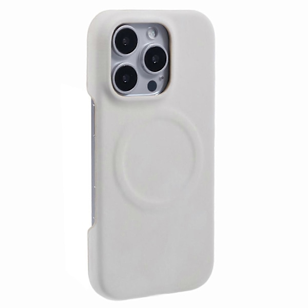 Skal för iPhone 16 Pro Max Kompatibelt med MagSafe, Hudvänligt Läder + PC Baksida - Grå Multicolor White