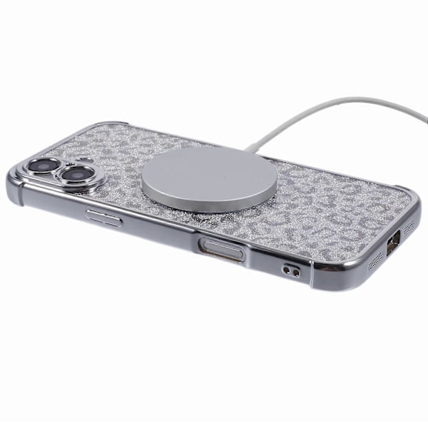Skal för iPhone 16 Plus Kompatibelt med MagSafe Glittrigt Leopardtryck Transparent TPU-telefonskal Multicolor Style A