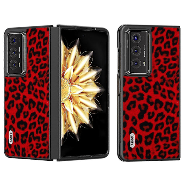 För Honor Magic V2 5G Leopardtryck Repskydd PU Läder+PC Mobilskal Multicolor Style D